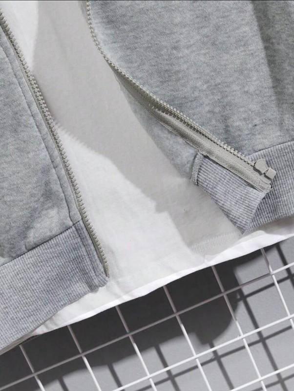 2pcs man fleece plain zipper track suit