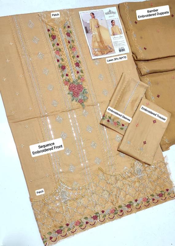 3 Pcs Women's Unstitched Embroidered Suit
code6