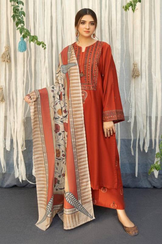 3pcs women Unstitched 5embroidered suit