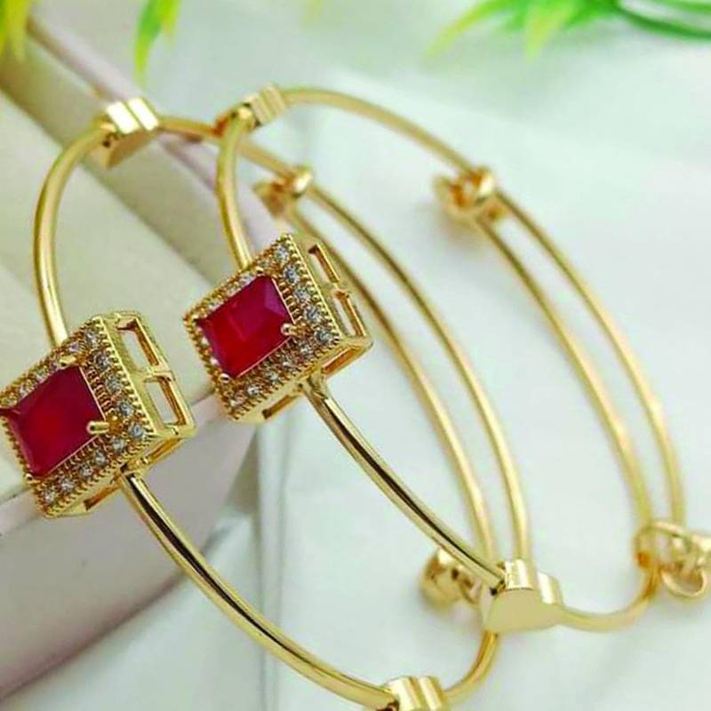 2pcs Gold plated crystal Kara bangla