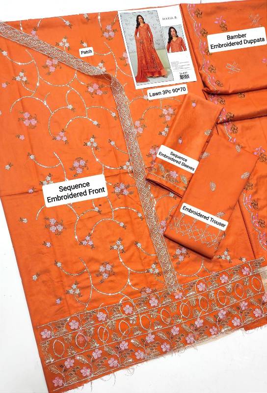 3 Pcs Women's Unstitched Embroidered Suit
code2