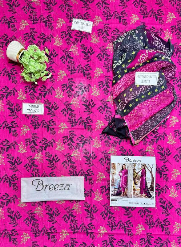 3pcs women lawn unstitched suit     code6