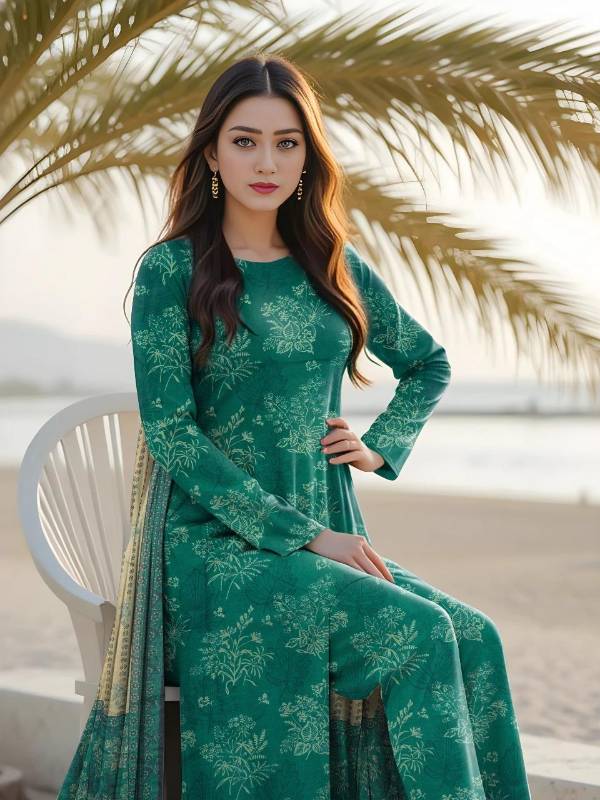 3pcs women lawn unstitched suit     code3