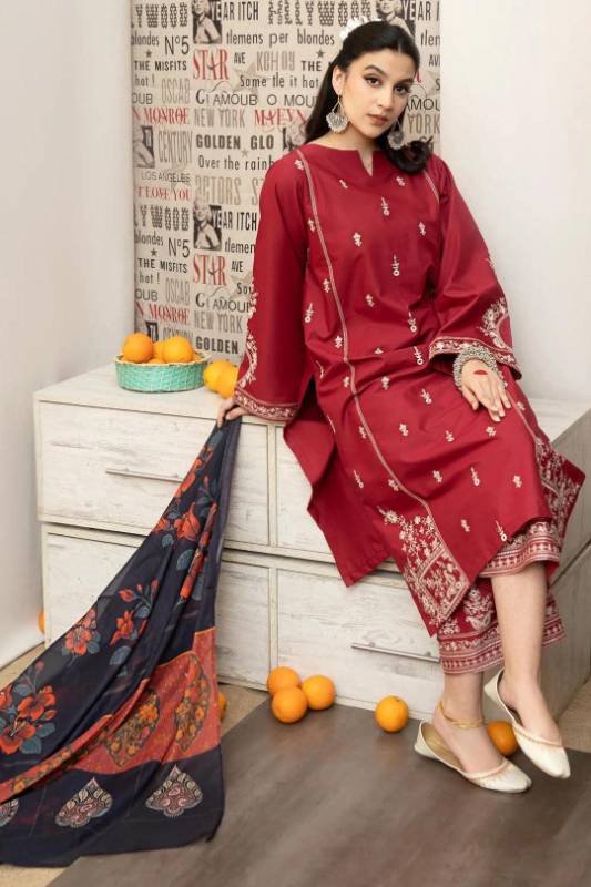 3pcs women Unstitched 4embroidered suit