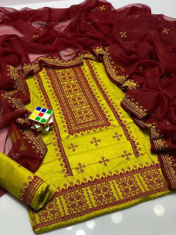 3pcs women unstitched cotton Embroidery suit