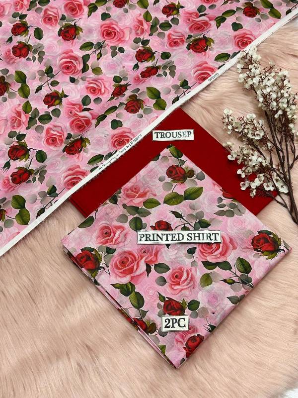 2pcs women unstitched Digital print suit code6