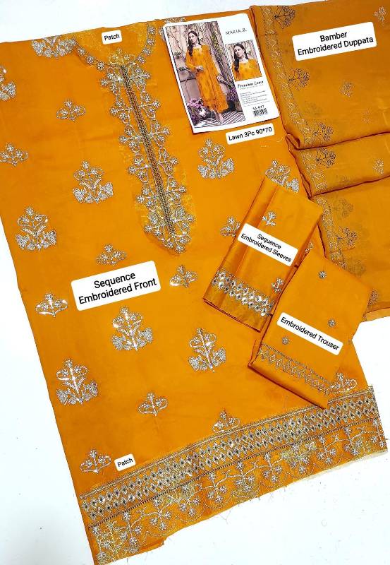 3 Pcs Women's Unstitched Embroidered Suit
code4