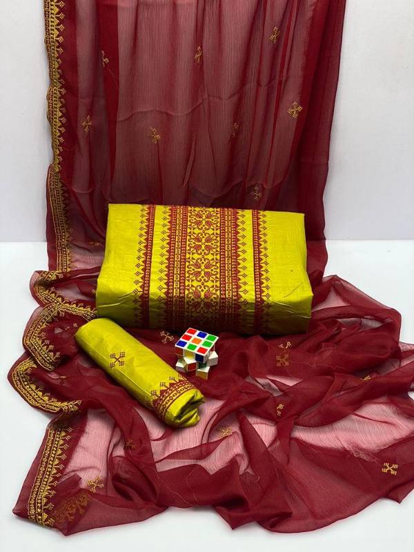3pcs women unstitched cotton Embroidery suit