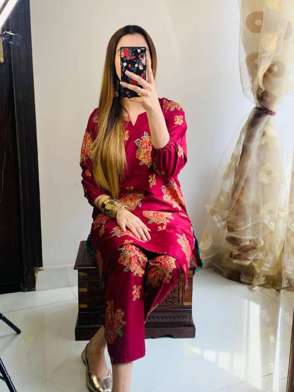2pcs women stitched linen 5 shirt and trouser