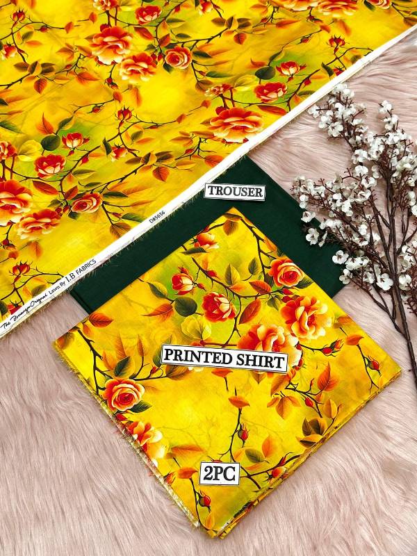 2pcs women unstitched Digital print suit code15