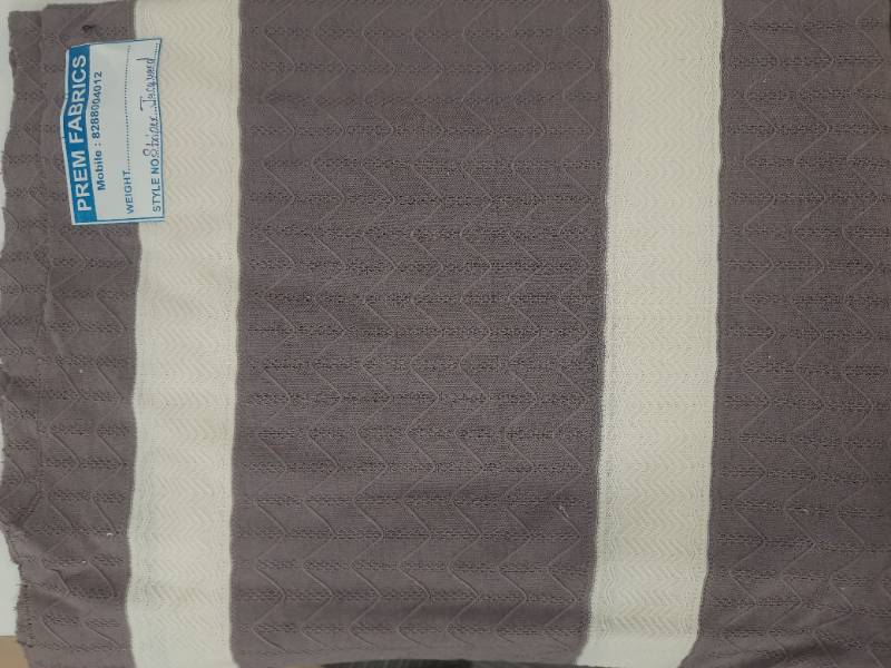 FB217- 50% Poly-50% Cotton, Self Design, Striper Jacquard, Knitted Fabric