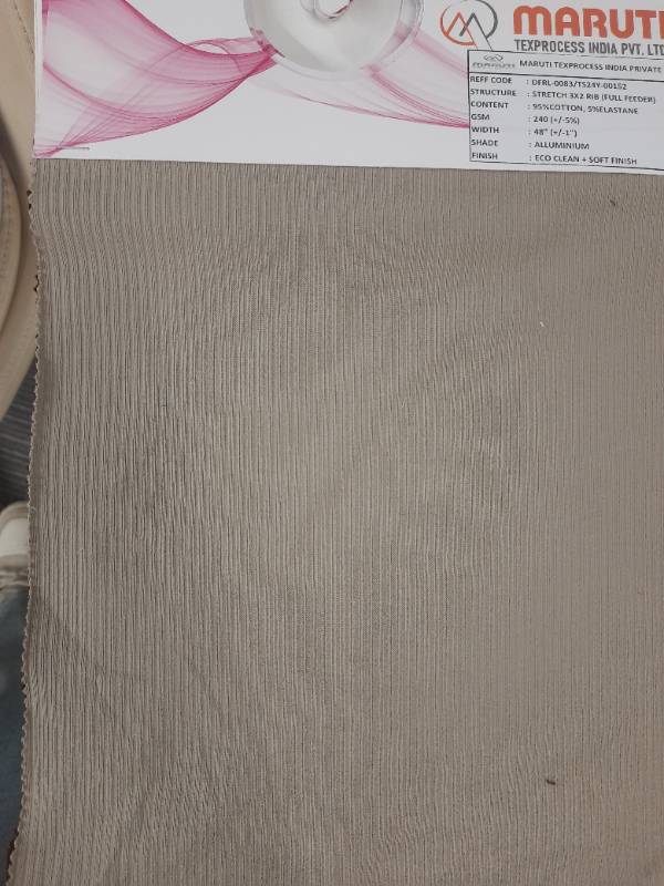 FB229- 95% Cotton-5% Spandex, Stretch Rib 3X2, Knited Fabric