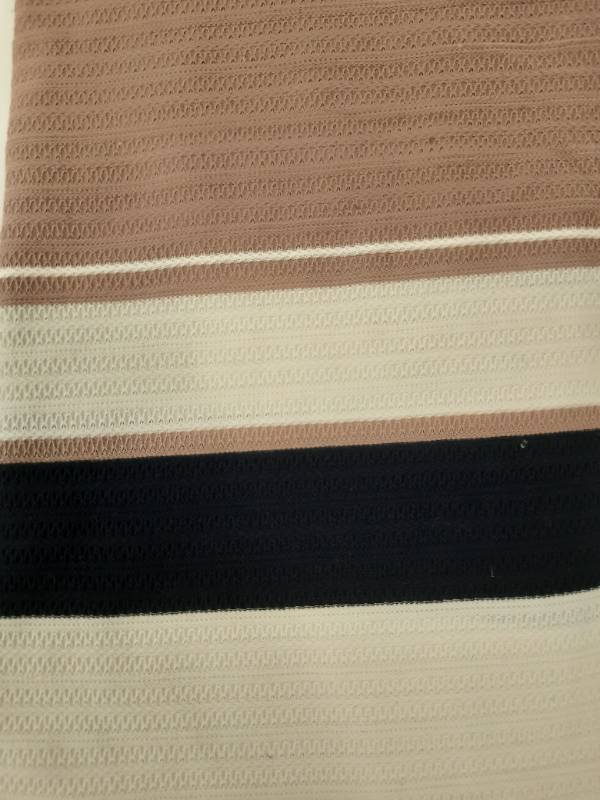 FB223- 60% Poly-40% Cotton, Striped and Self Design, Structured Knitted Fabric