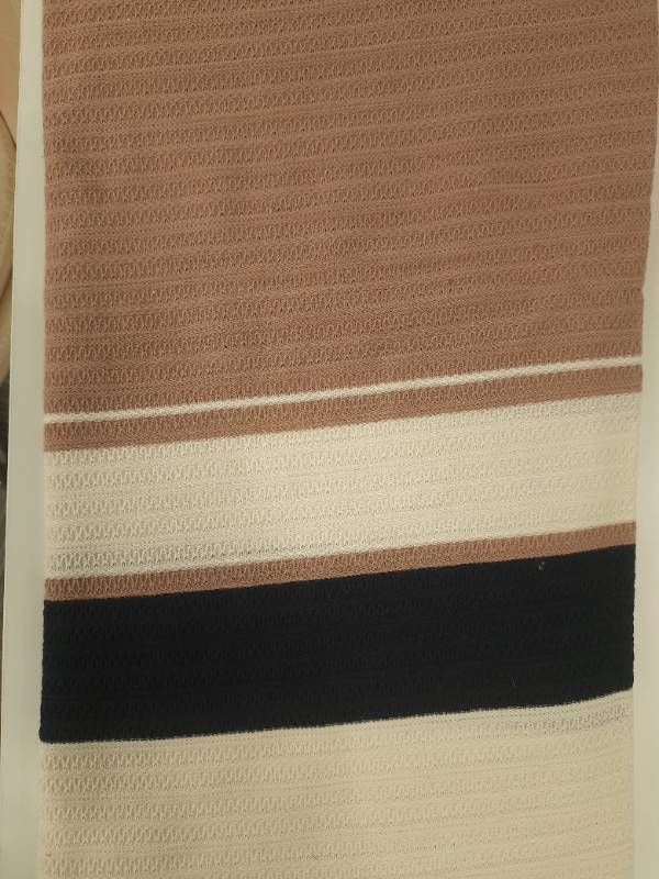 FB223- 60% Poly-40% Cotton, Striped and Self Design, Structured Knitted Fabric