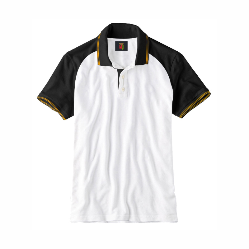 OMG Unisex Pattern 3 Color Polo T-Shirt - White With Black
