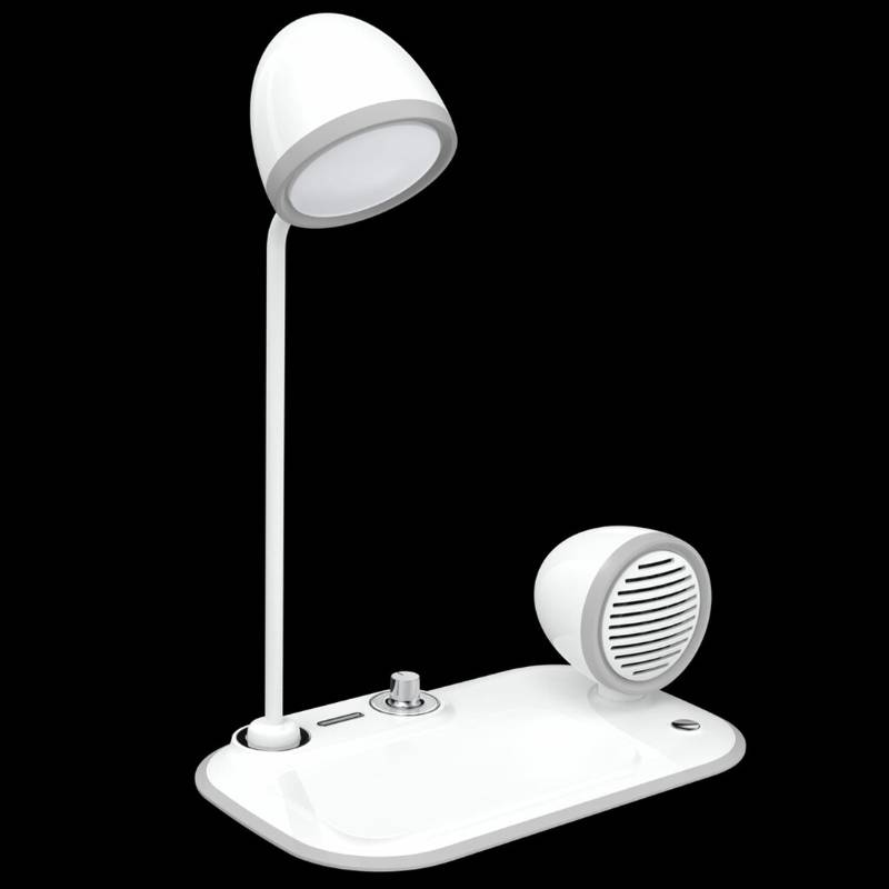 Urban Gear Opal 3 in 1 Desk Lamp With 15 W Wireless Chager & Bluetooth Speaker - White