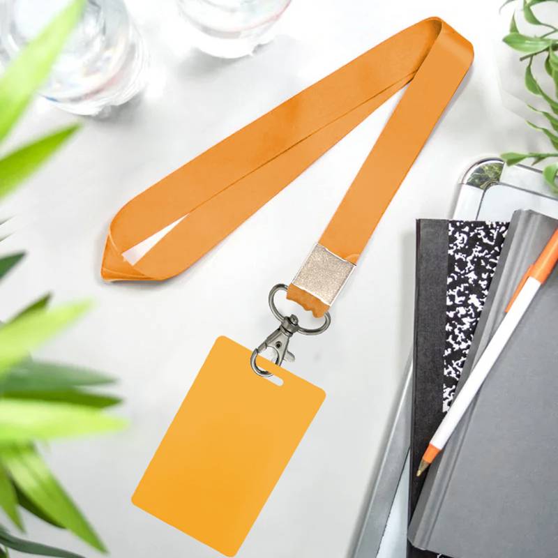 Custom Full Color Lanyard with metal carabiner - Orange