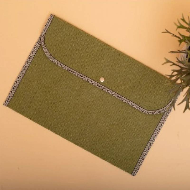 Oblique Olive - Jute Folder - Olive Green