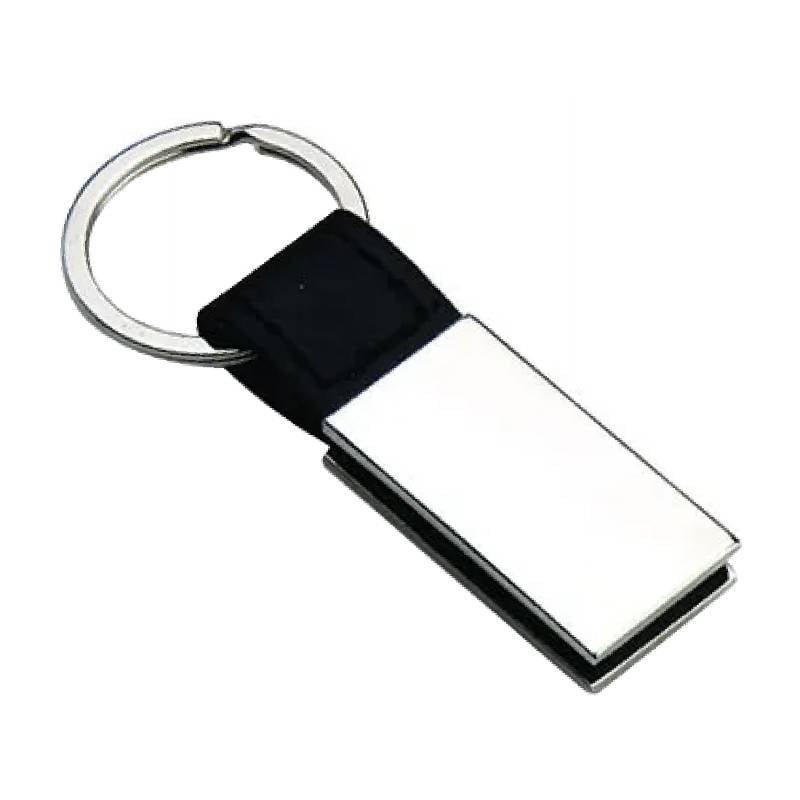 PU and metal key ring - RECTANGLO - Silver