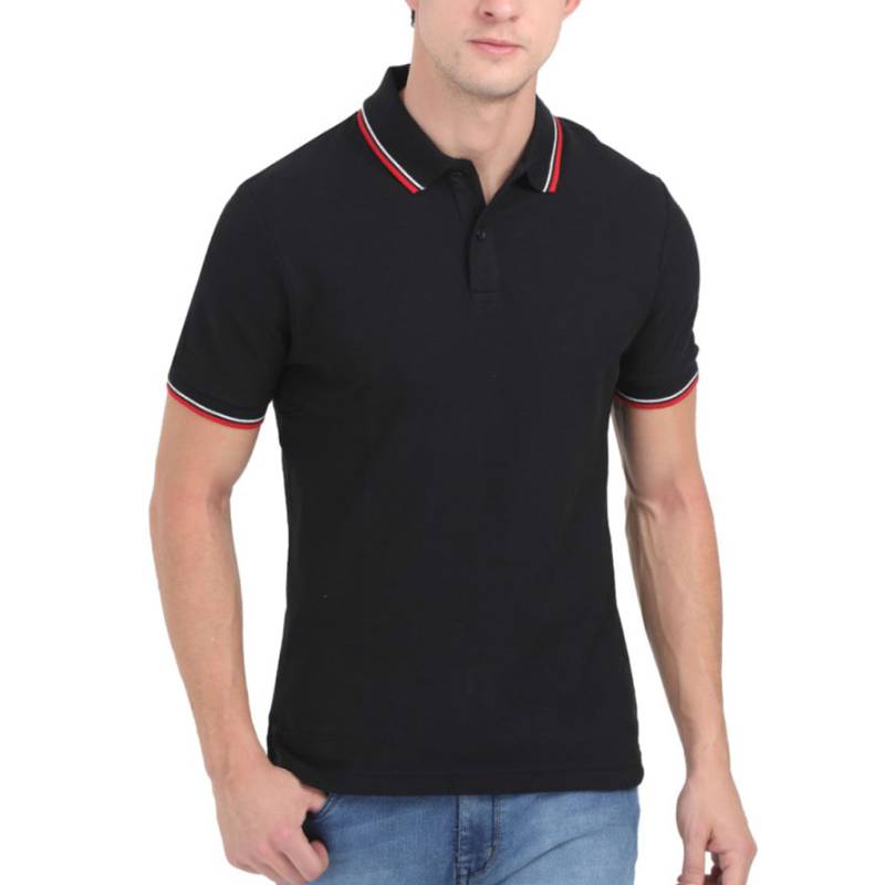M & S Men's Tipping Polo T-Shirt - Black