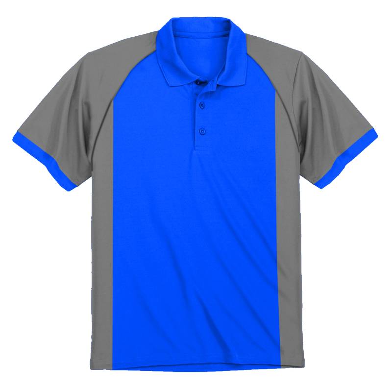 OMG Endurance Unisex In & Out Pattern Polo T-Shirt - II - Blue With Grey