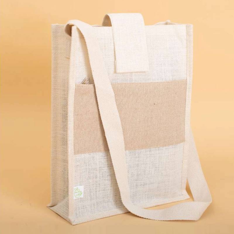 Oblique Teak - Jute Bag