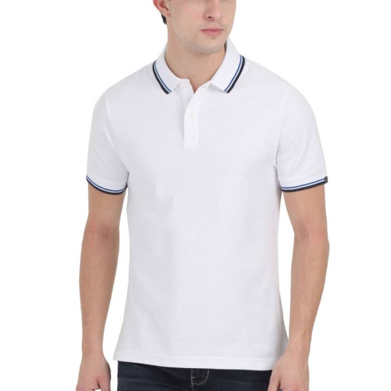 M & S Men's Tipping Polo T-Shirt - White