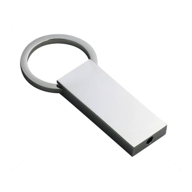 Silver Rectangle Twist Top Keychain - Silver