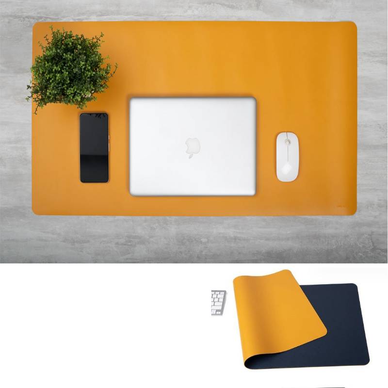 Oblique Desk Mat - Mustard/Navy