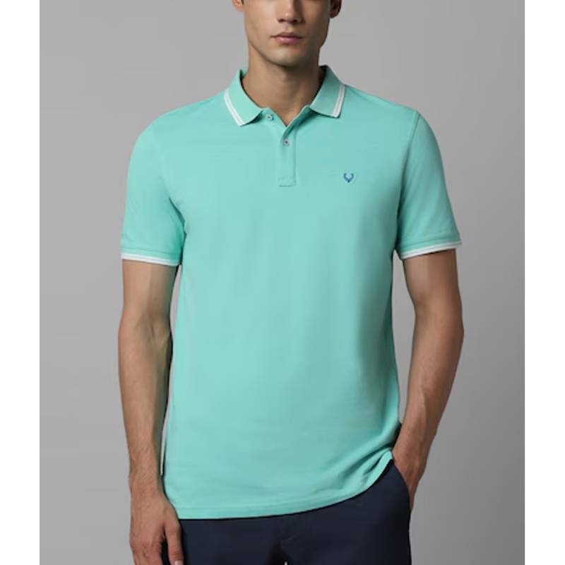 Allen Solly Men's Regular Fit Solid Textured Herringbone Polo T-Shirt