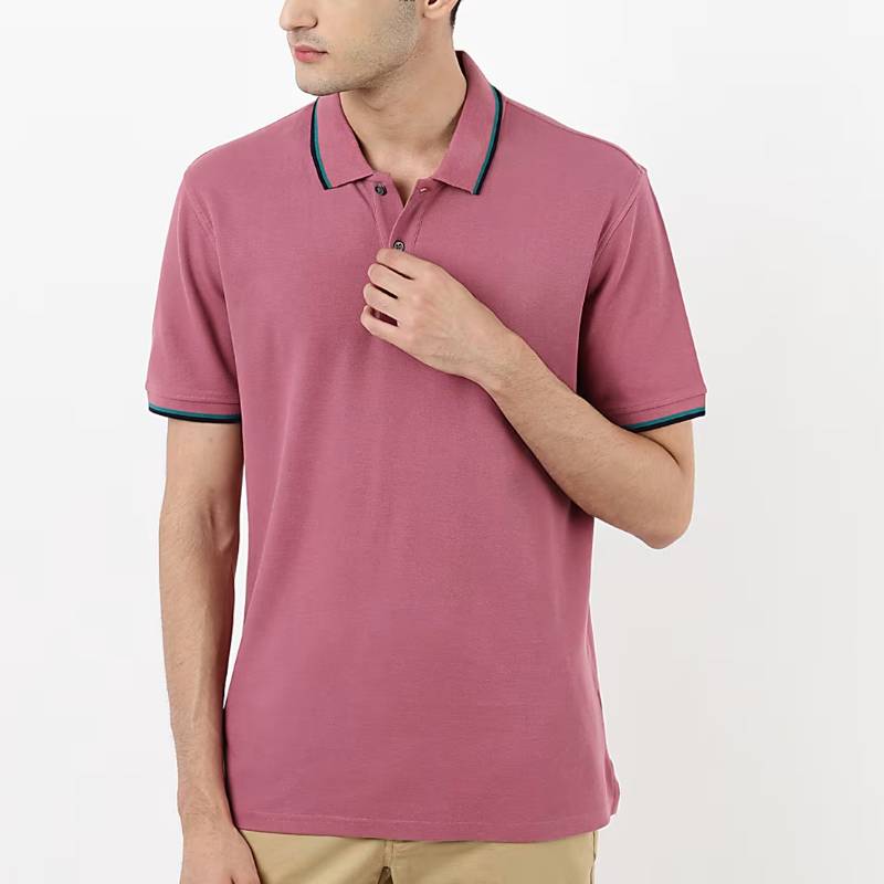 M & S Men's Tipping Polo T-Shirt - Plum