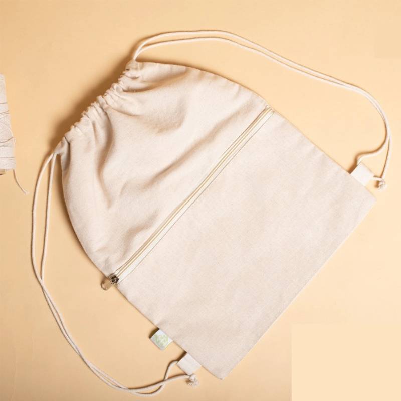 Oblique Pine Cotton Drawstring Bag - White
