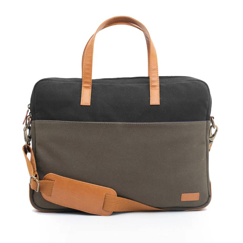Oblique Oliver Laptop Messenger Bag - Charcoal With Black