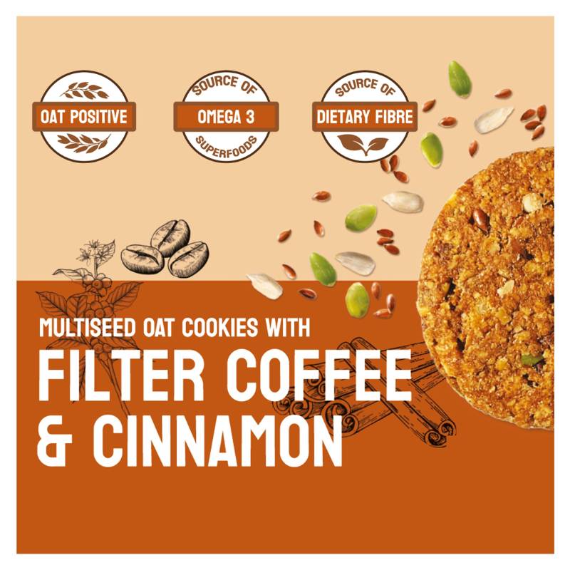 Multi Seed Oat Cookies with Filter Coffee and Cinamon