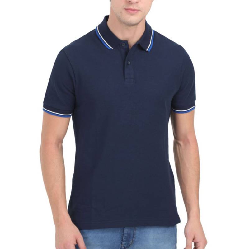 M & S Men's Tipping Polo T-Shirt - Navy Blue