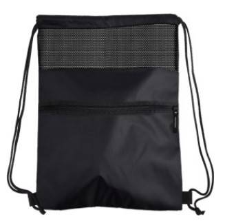 travelXOXO Drawstring Bag - Mesh Window - Black