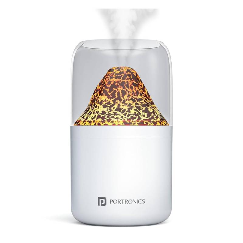 Portronics Magma 2-in-1 Volcano Water Mist Humidifier & Night Lamp with Flame & Gradient Light, Type-C Powered