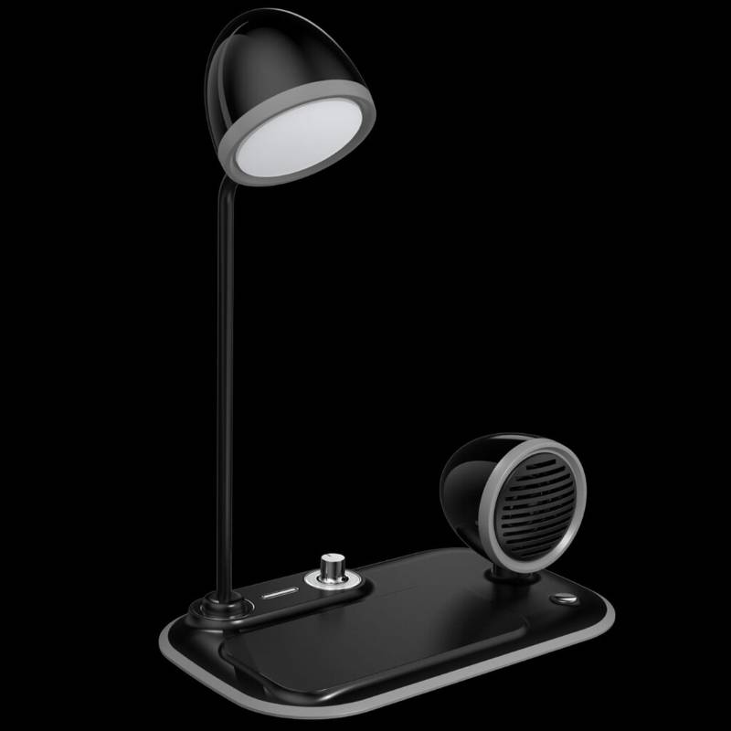 Urban Gear Opal 3 in 1 Desk Lamp With 15 W Wireless Chager & Bluetooth Speaker - Black