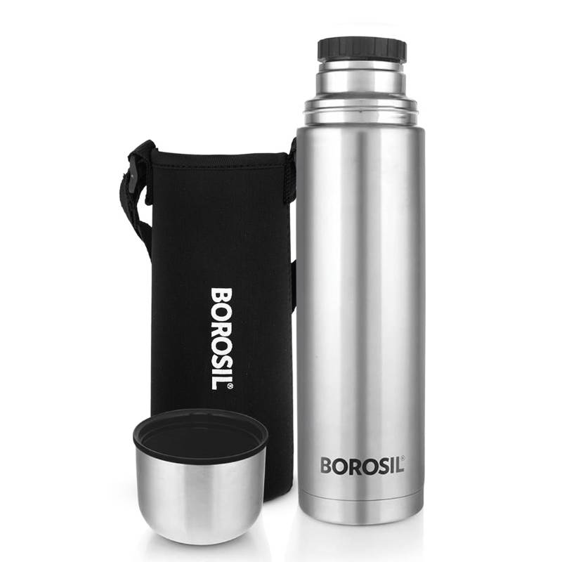 Borosil Hydra Thermo Vacuum Insulated 500 ml Flask Water Bottle with Cup