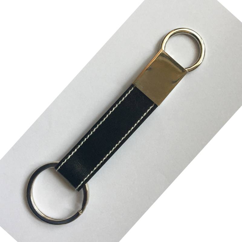 Leatherette Metal Keychain - Black
