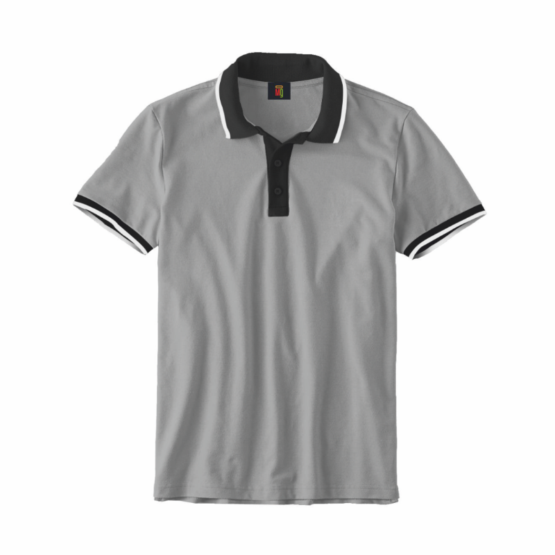 OMG Unisex Pattern 3 Color Polo T-Shirt - Grey With Black