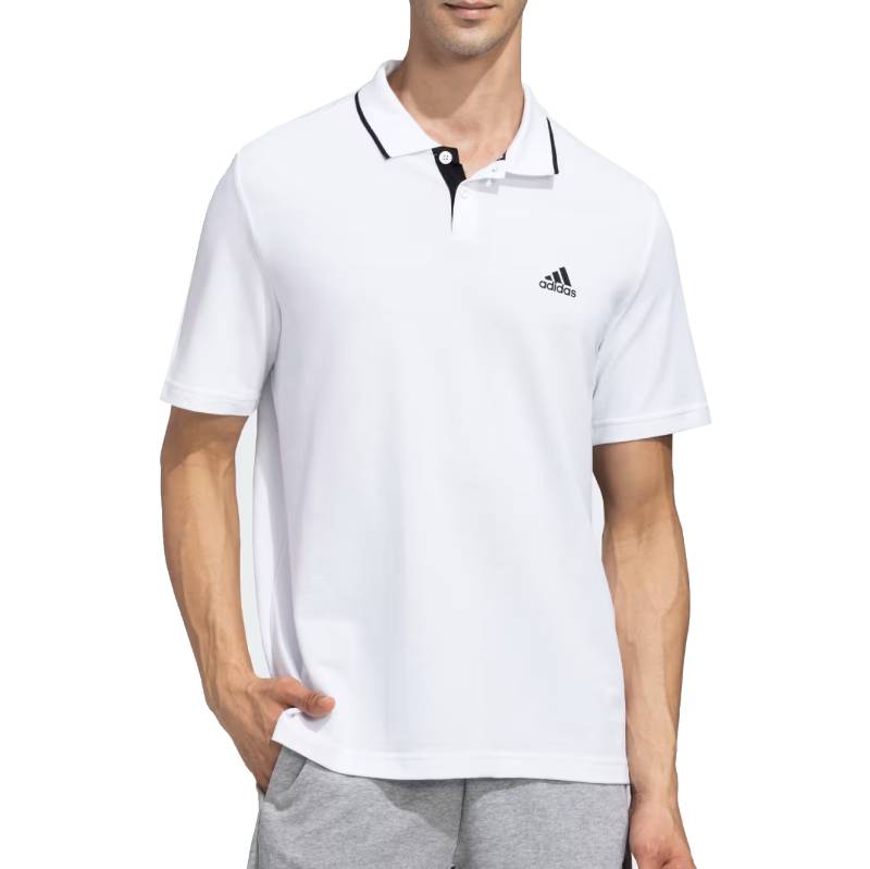 Adidas Men's Tipping Polo T-Shirt - White With Black