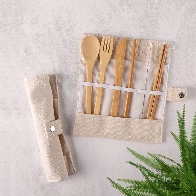 Bamboo Cutlery Set With Pouch