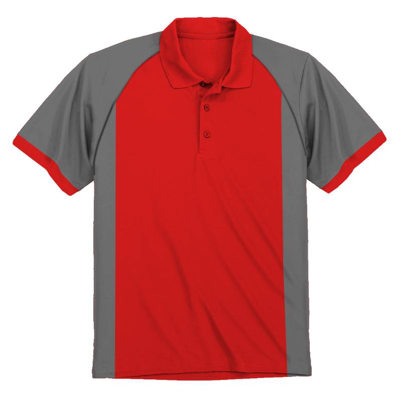OMG Endurance Unisex In & Out Pattern Polo T-Shirt - II - Red With Grey