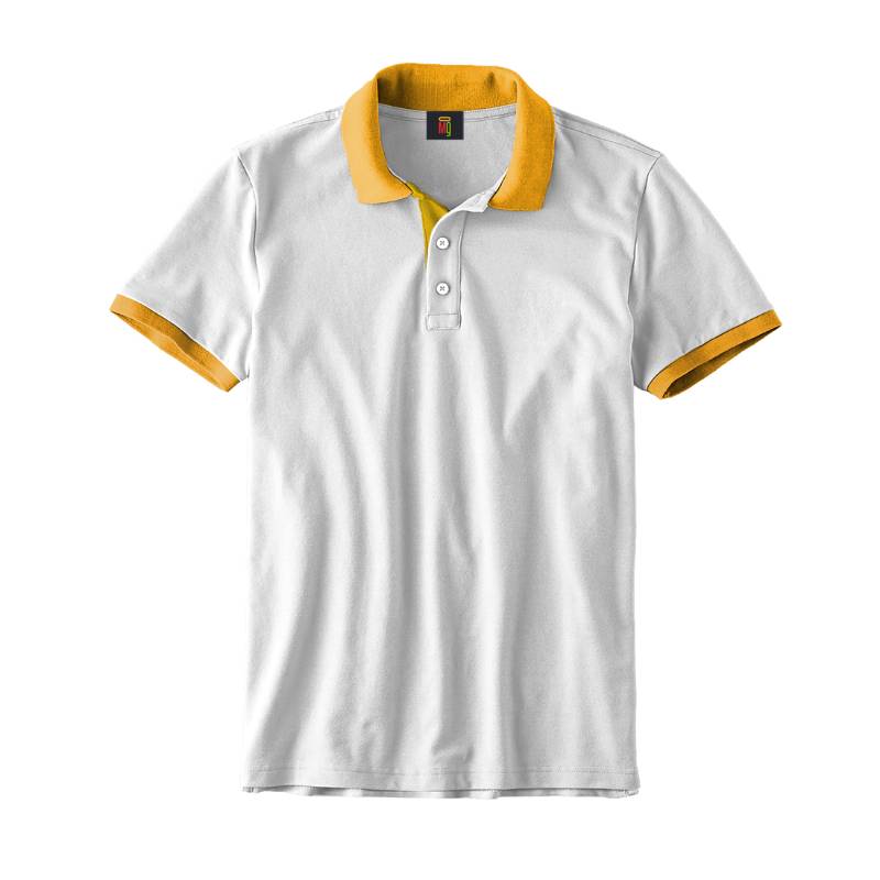 OMG Endurance Unisex Pattern Polo T-Shirt II - White With Yellow