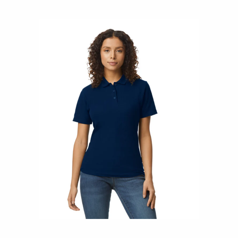 Gildan Softstyle Women's Pique Polo T-Shirt - Navy Blue