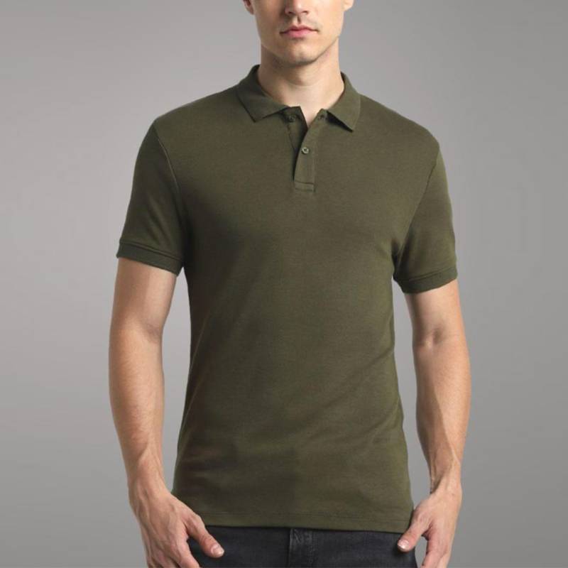 Jack & Jones Interlock Polo T-Shirt - Olive Green