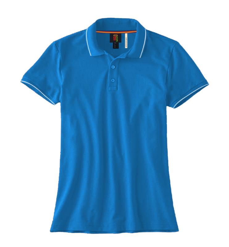 OMG Endurance Women's Tipping Polo T-Shirt - Light Blue With White