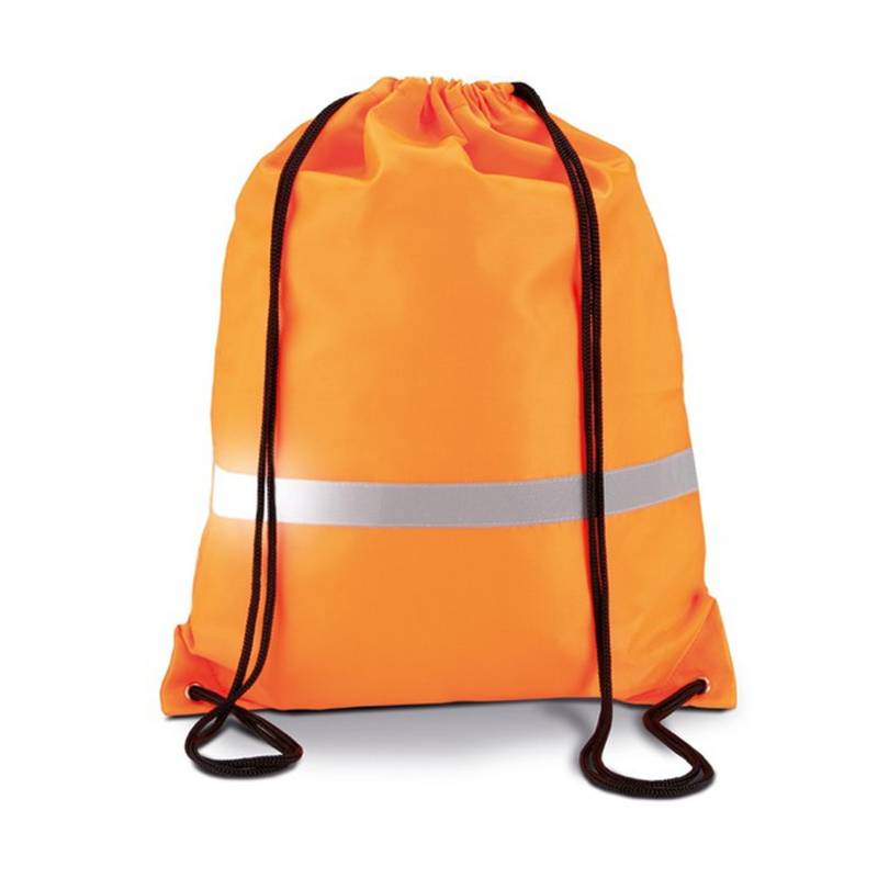 travelXOXO Drawstring Bag With Reflective Tape-Safety Orange