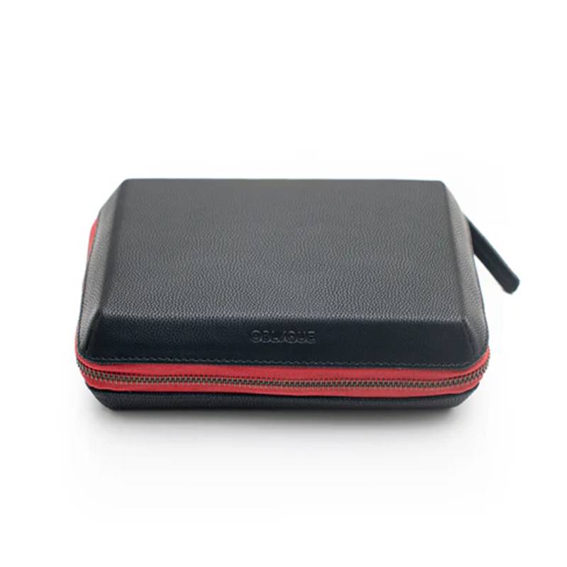 Oblique Ally PU Tech Pouch - Black With Red Zip